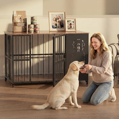 JUNEU 42'' Dog Crate Furniture - No Assembly Collapsible Large Dog Crate, view 7