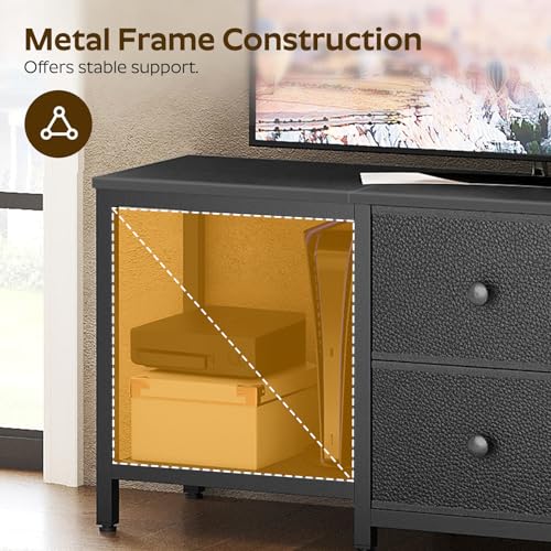 TV Stand for TVs up to 55", Entertainment Center with 2 Fabric Drawer, view 7