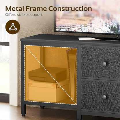TV Stand for TVs up to 55", Entertainment Center with 2 Fabric Drawer, view 7