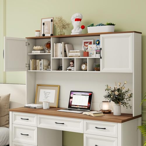 Farmhouse Executive Desk with 7 Drawers and Storage Cabinet, view 8