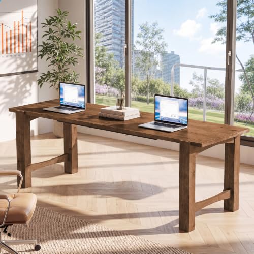Solid Wood 2 Person Desk, 79" Extra Long Computer Desk, view 4
