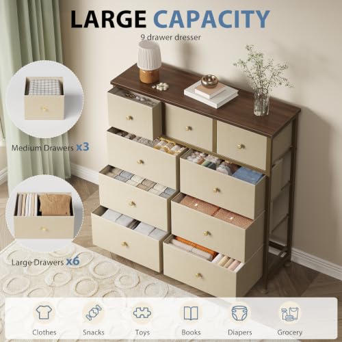 9 Drawer Dresser for Bedroom, Storage Organizer Chest of Drawers, view 6
