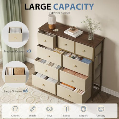 9 Drawer Dresser for Bedroom, Storage Organizer Chest of Drawers, view 6