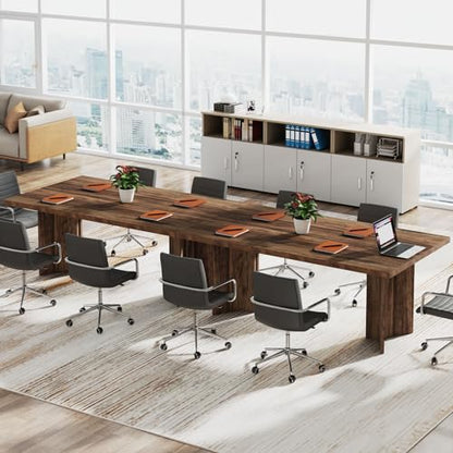 Tribesigns 63-inch Executive Desk, Vintage Office Computer Desk with Large Tabletop, Farmhouse Wood Writing Conference Table Workstation for Home Office, Study, Dark Brown