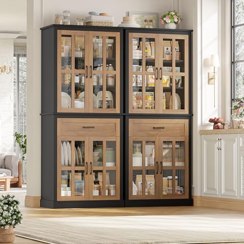 71'' Tall Kitchen Cabinet with Glass Doors and Drawer, view 6