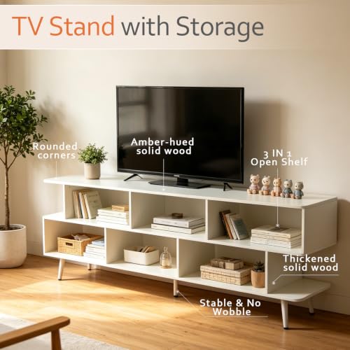 Modern TV Stand for TVs up to 75 Inches, Media Console Table with 3-Tier Storage, view 6