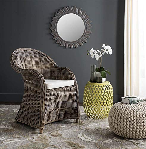 SAFAVIEH Furniture - Zane Club Chair - 17.3" Seat Height - Grey - Rattan - Coastal Woven Design - Ideal for Living Room, Sunroom, Bedroom - Fully Assembled (SEA7006A)