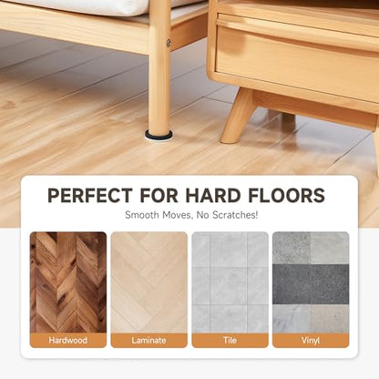 24pcs Felt Furniture Sliders for Hardwood Floors, 2 1/2 in Reusable Furniture Pads, Heavy Furniture Movers Sliders for Hard Surfaces, Thick Moving Pads Floor Protectors for Vinyl Tile Floors