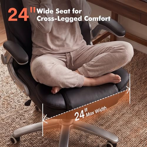 Big and Tall 400lb Office Chair, Leather Executive Desk Chair, Black, view 5
