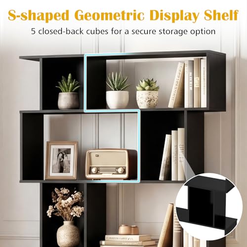 5-Tier Geometric Bookshelf w/Anti-tip Kit & 5 Closed-Back Cubbies, view 5