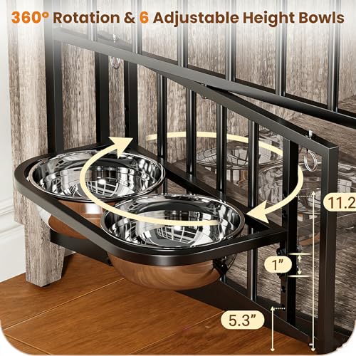 78.84" Dog Crate Furniture for 2 Dogs, Double Wooden Dog Kennel,Grey, view 5
