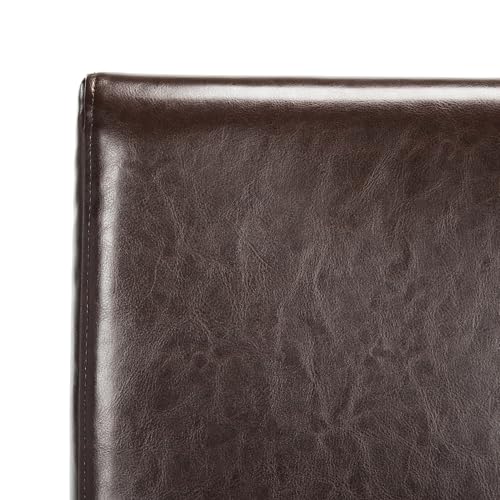 SAFAVIEH Home Collection - Classic Brown Faux Leather Side Chair, Upholstered Dining Accent Chair with Sturdy Wood Frame (HUD8205A)
