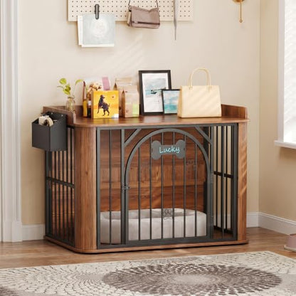 39.3" Dog Crate Furniture, Wooden Dog Kennel Indoor, view 4