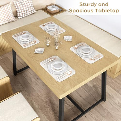 Corner Dining Table Set, 6-Piece Breakfast Nook Dining Set with Storage Bench and Stools, 47" Banquette Seating for Small Space, Apartment Kitchen & Dining Room, Natural Wood