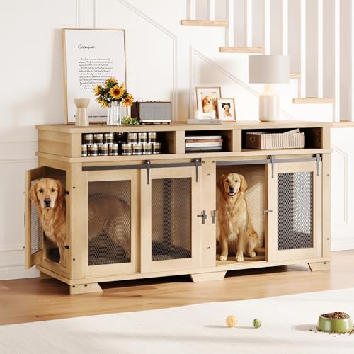 71'' Dog Crate Furniture for 2 Dogs, view 2