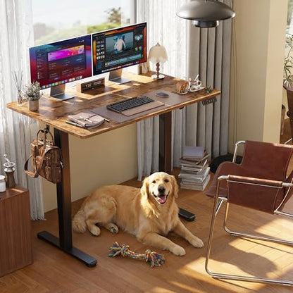 Electric Height Adjustable Standing Desk, 48x24 Inch, Rustic Brown, view 3