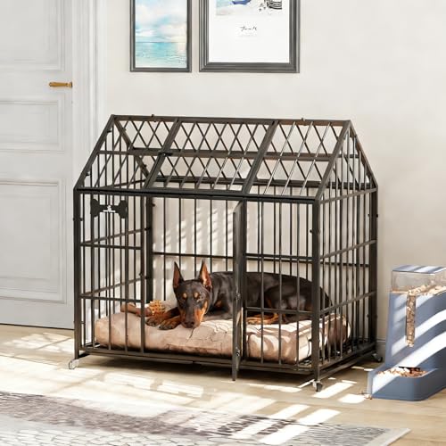 42" Heavy Duty XL Dog Crate, Indoor Steel Escape-Proof Kennel, view 7