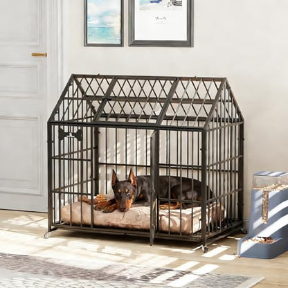 42" Heavy Duty XL Dog Crate, Indoor Steel Escape-Proof Kennel, view 7