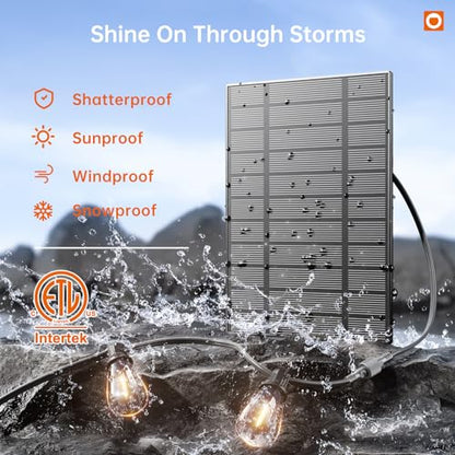 78FT(72+6) Solar String Lights Outdoor, Waterproof Solar Powered Outside Lights with Remote & USB Port, ST38 LED Shatterproof Bulbs, Dimmable Solar Light for Camping Backyard Porch
