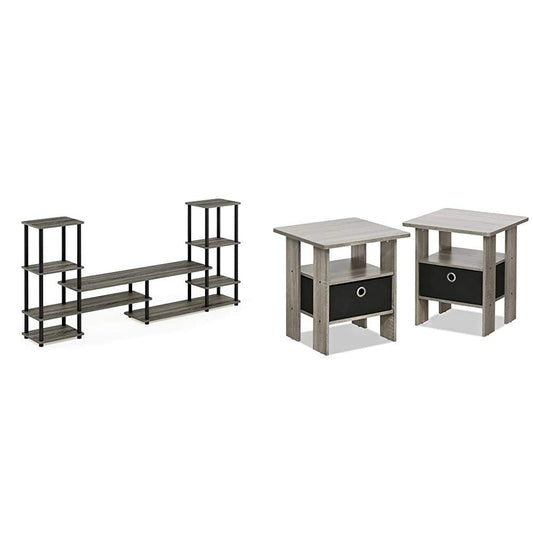 FURINNO Turn-N-Tube Grand Entertainment Center with End Tables
