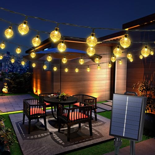 Solar String Lights Outdoor, 65FT 100LED Globe String Lights 8 Lighting Modes, Waterproof Solar Powered Patio Light for Garden Yard Porch Wedding Party Outdoor Decor (Warm White)