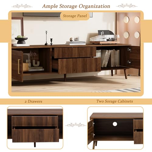 Mid-Century Modern TV Stand with Fluted-Drawer, for TVs up to 80", view 6