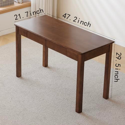 Solid Wood Desk with Drawer (Walnut Color, 47.2inch), view 3