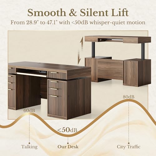 59 Inch Standing Desk with Storage Drawers, view 4