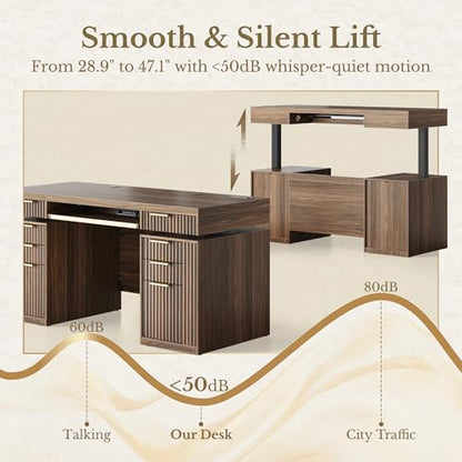 59 Inch Standing Desk with Storage Drawers, view 4