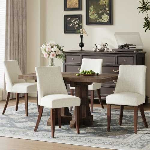 Upholstered Dining Chairs Set of 4, Mid Century Modern Kitchen Chairs with Back, view 2