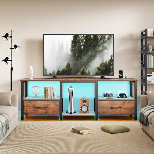 TV Stand for 65 Inch TV, 59'' Under TV Cabinet, Rustic Brown, view 3