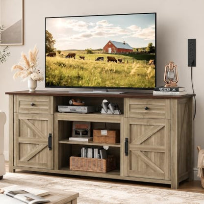 TV Stand for 75 Inch TV, Entertainment Center with Storage & Power Outlet, view 2