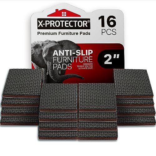 Non Slip Furniture Pads - 16 Premium Furniture Grippers 2"! Self-Adhesive Rubber Feet Furniture Feet - Ideal Non Skid Furniture Pad Floor Protectors - Keep Furniture in Place!
