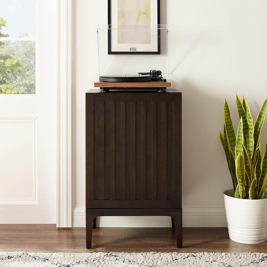Asher Record Player Stand with Storage for Vinyl Records, Dark Brown