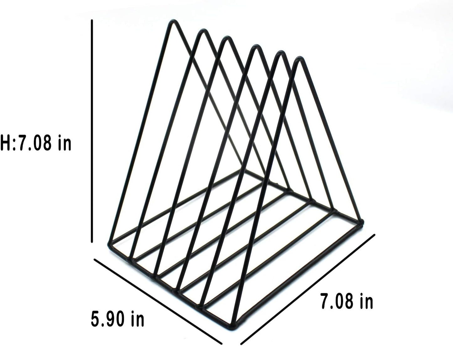 Triangle File Holder,5 Slot Metal Vinyl Record Stand Holder Magazine Newspaper Holder Photography Props for Office Home 1 Pc (Black)