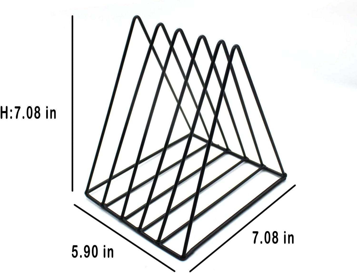 Triangle File Holder,5 Slot Metal Vinyl Record Stand Holder Magazine Newspaper Holder Photography Props for Office Home 1 Pc (Black)