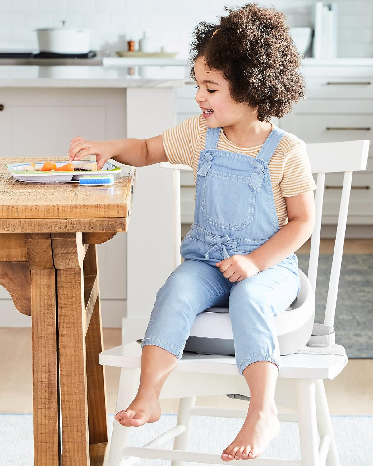 Booster Seat for Dining Table, Sleek Seat Booster, Grey/White