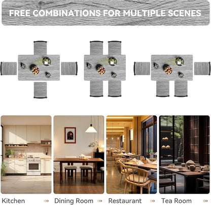 Rectangular Dining Room Table Set with 4 Chairs, Space-Saving Kitchen Table Set for Small Space, Retro Grey