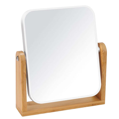 Vanity Makeup Mirror with Natural Bamboo Stand, Double Sided 360 Degree Swivel Magnifying Mirror, Tabletop Magnified Make up Mirror for Bathroom or Bedroom 8 Inch