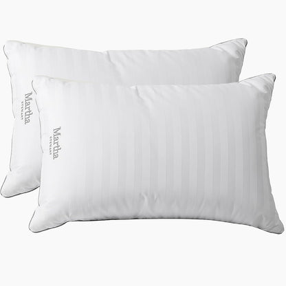Hotel Collection Bed Pillows 100% Cotton 500 Thread Count Damask Stripe Embroidered King Size Set of 2
