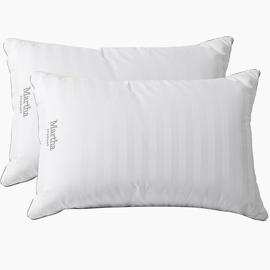 Hotel Collection Bed Pillows 100% Cotton 500 Thread Count Damask Stripe Embroidered King Size Set of 2