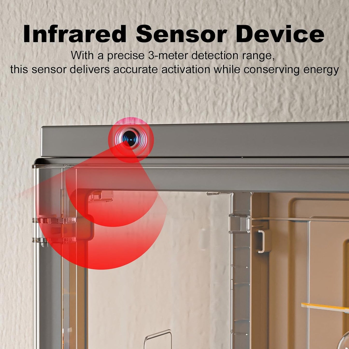 Foldable Display Cabinet, with 2 Color Lights & Infrared Sensing for Collectibles, Curio Cabinet Glass Display Case with Remote Control, Storage Cabinet,Black