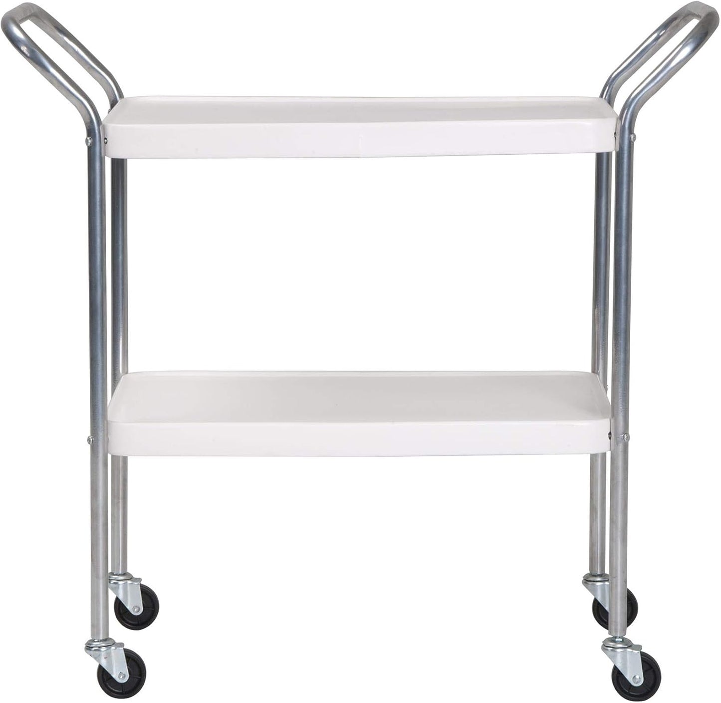 Stylaire 2 Tier Serving Cart, White & Silver