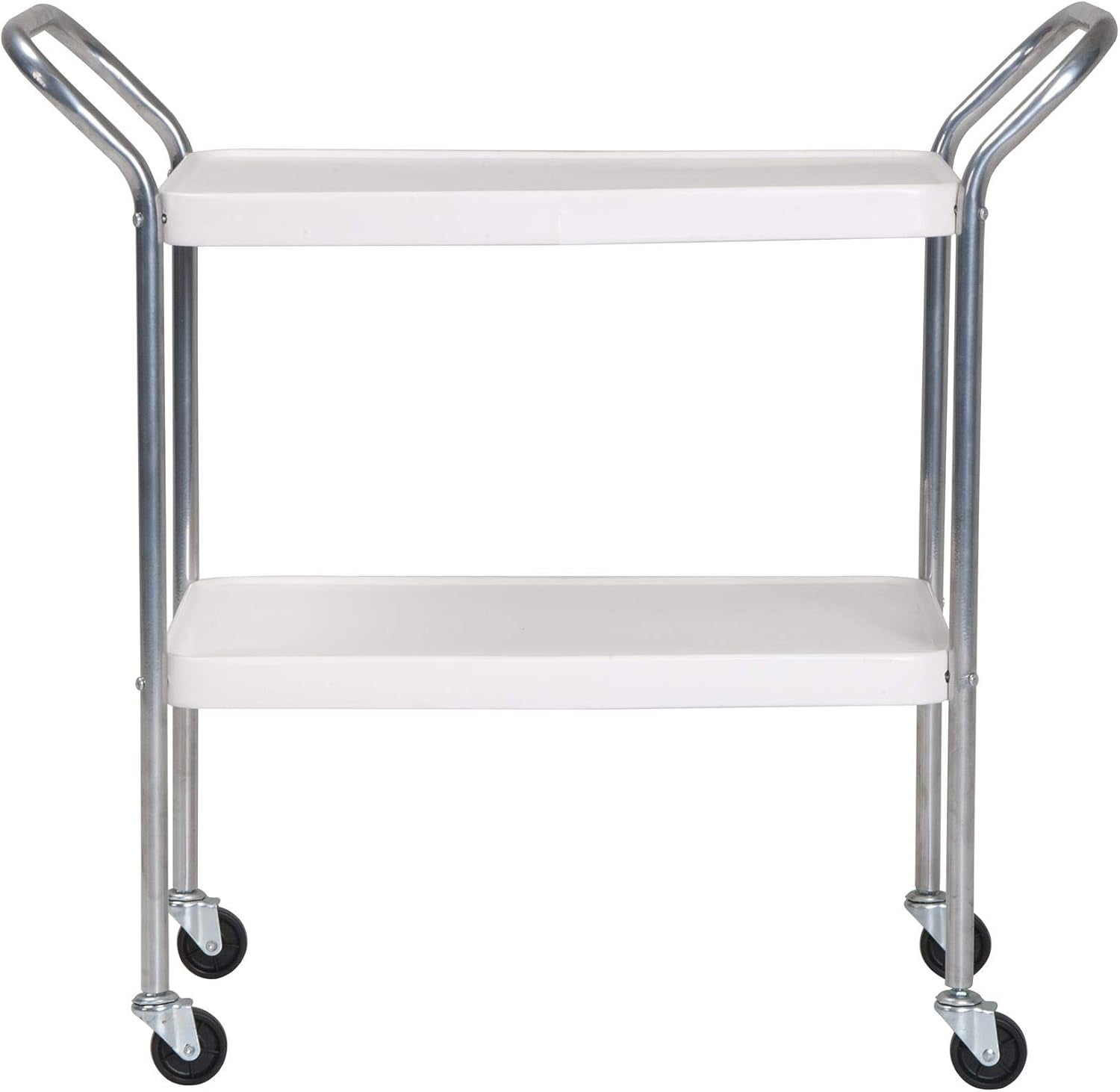 Stylaire 2 Tier Serving Cart, White & Silver