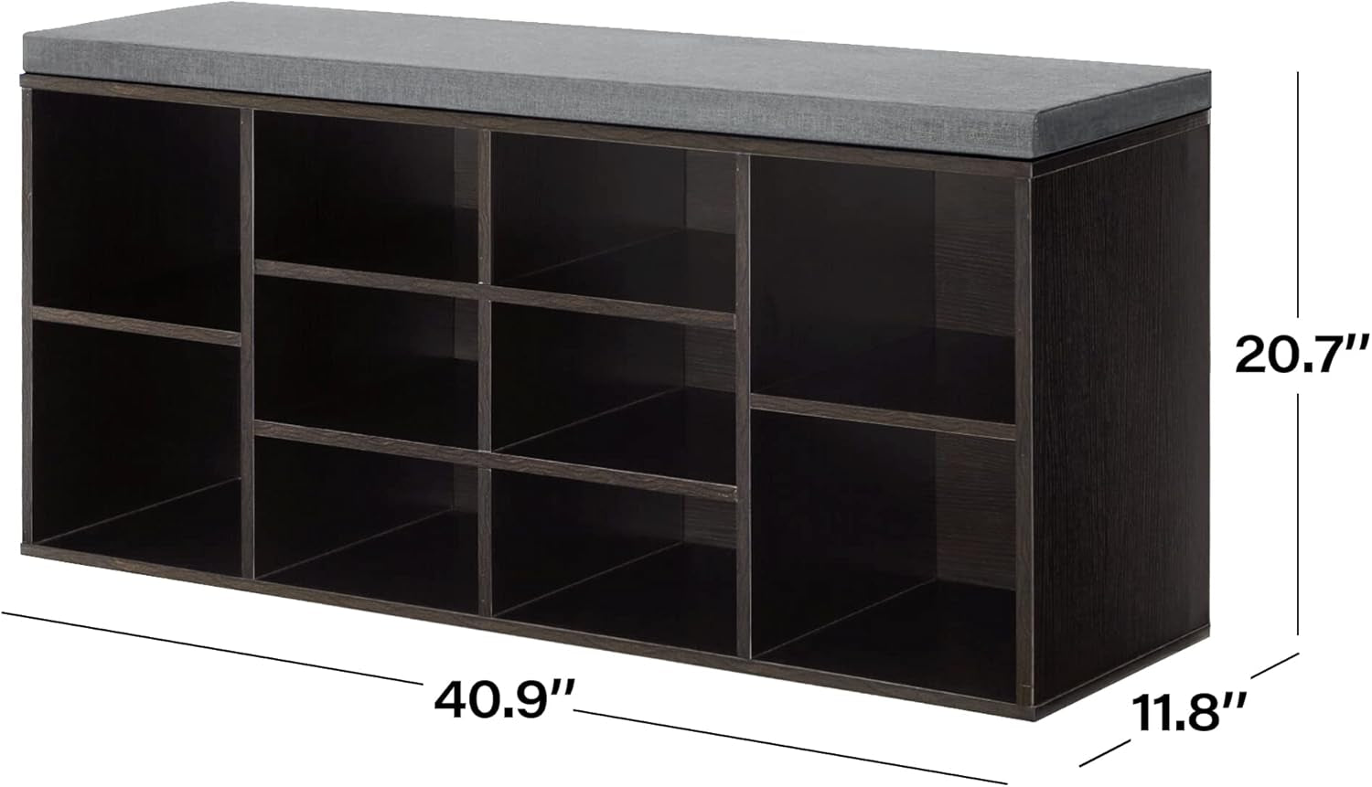 Shoe Bench - 10 Compartment Shoe Organizer with 3-Tier Rack & Adjustable Shelves for Living Room, Entryway, Hallway, Bedroom (Black)