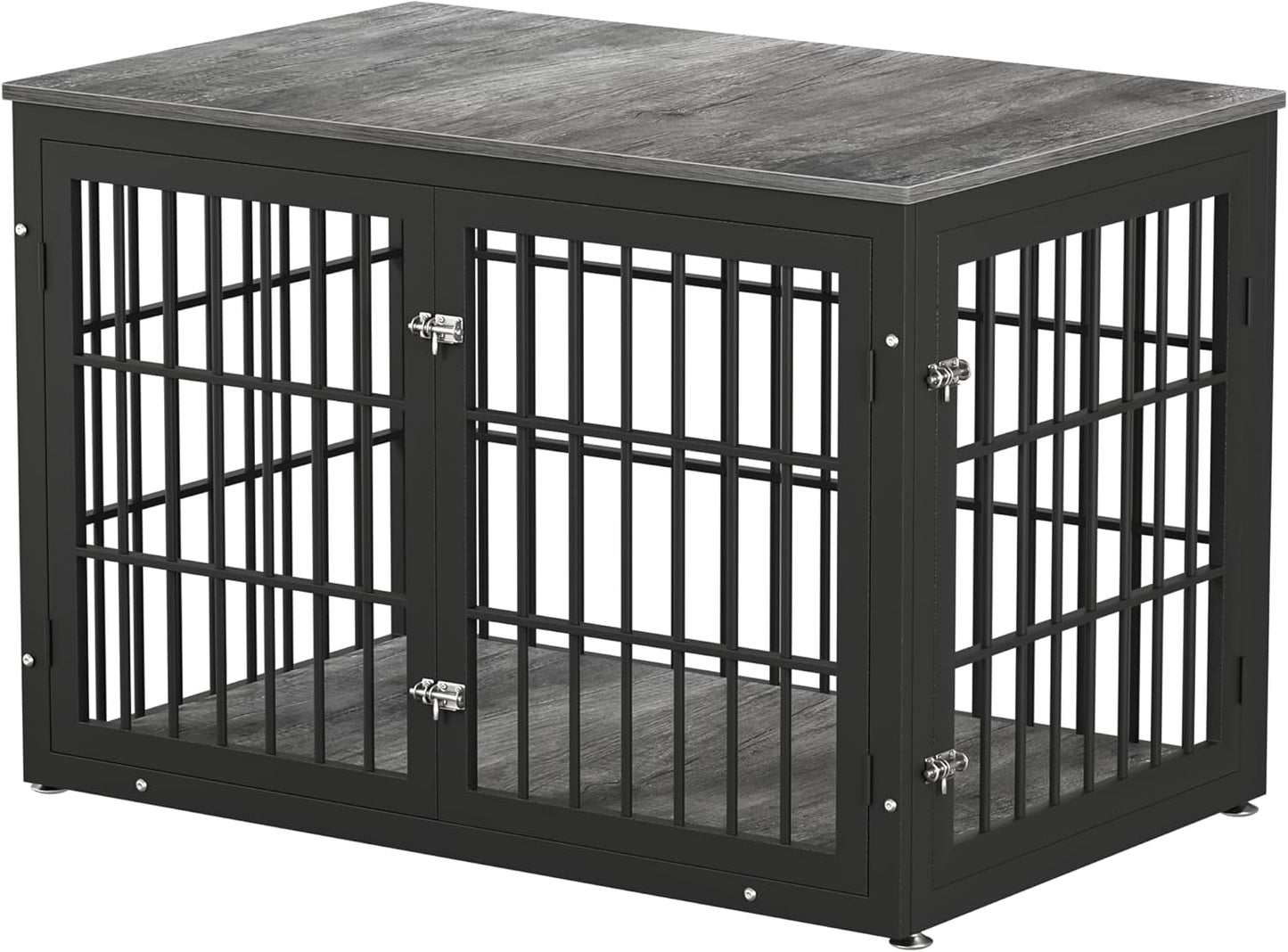 48 Inch Heavy Duty Dog Crate Furniture for Large Dogs, Decorative Pet House End Table, Extra Large Wooden Cage Kennel Furniture Indoor, Black and Gray