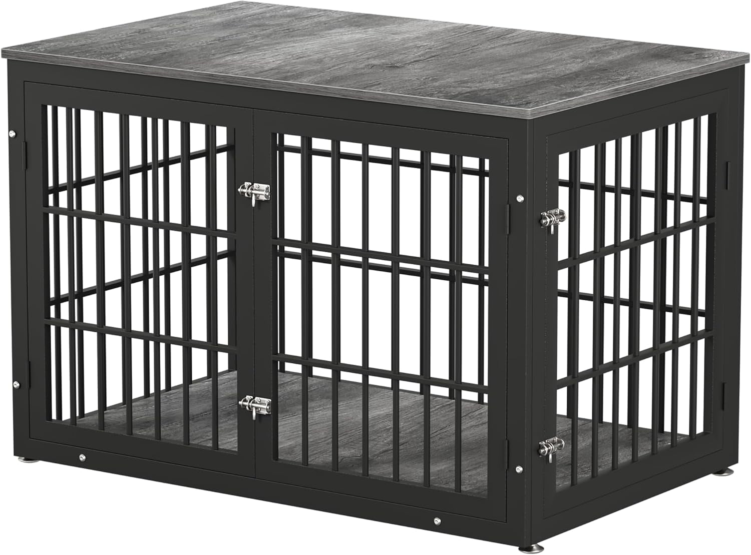 48 Inch Heavy Duty Dog Crate Furniture for Large Dogs, Decorative Pet House End Table, Extra Large Wooden Cage Kennel Furniture Indoor, Black and Gray