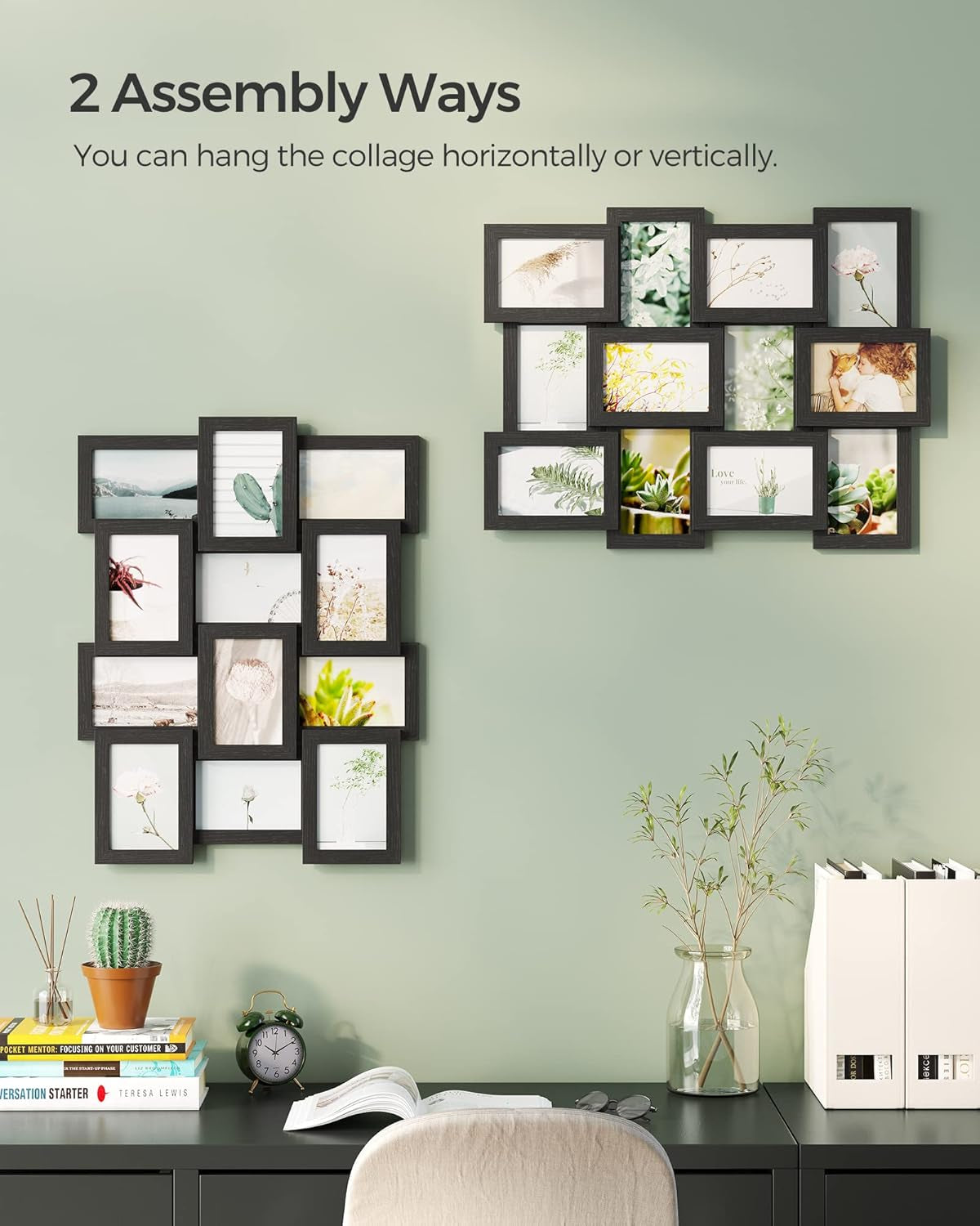 Collage Picture Frames, 4X6 for Wall Decor Set of 12, Multi Family Photo for Gallery Decor, Hanging Display, Assembly Required, Ink Black URPF26BK