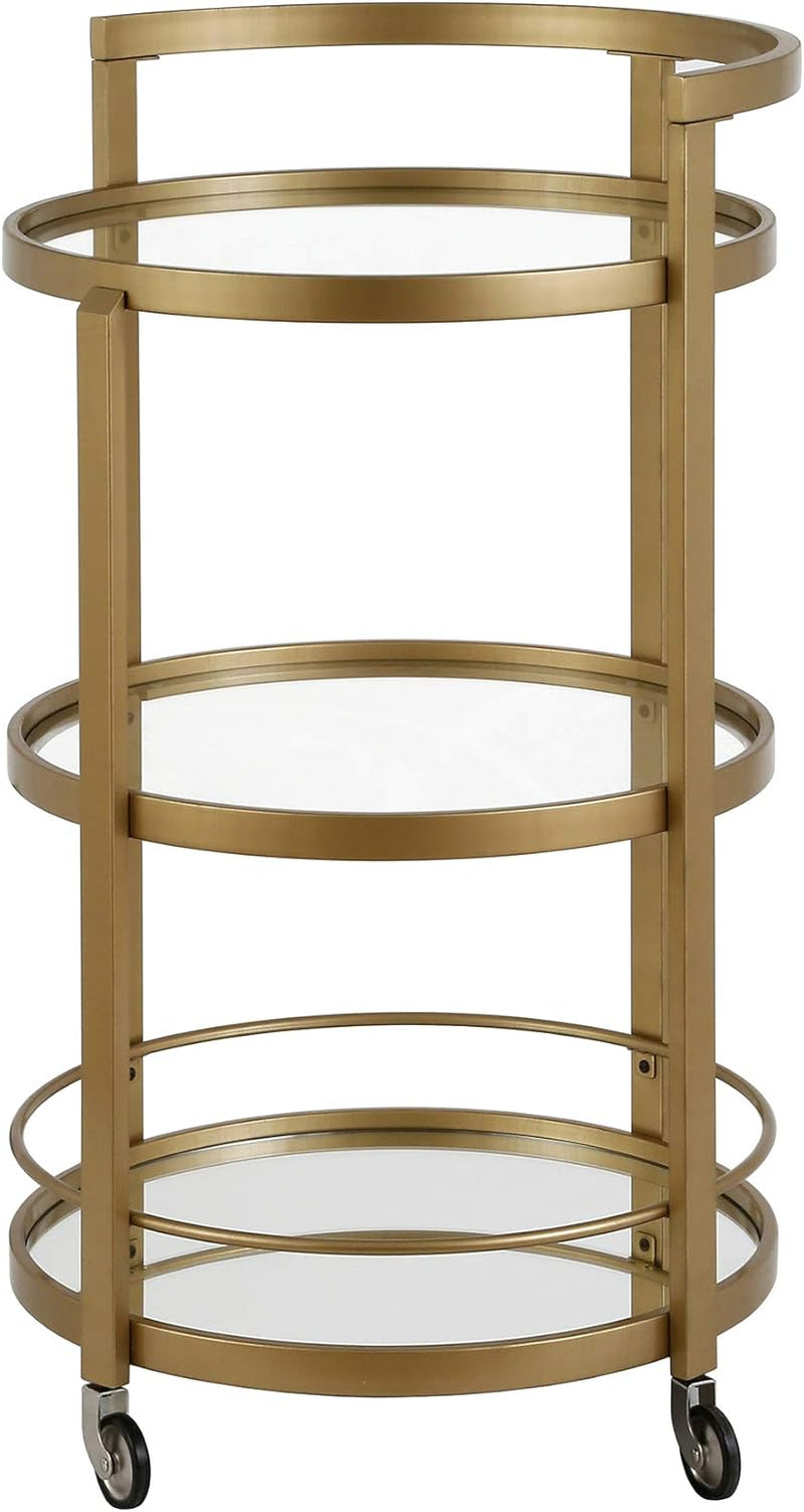 21" Wide round Bar Cart in Brass, Bar Carts for the Home