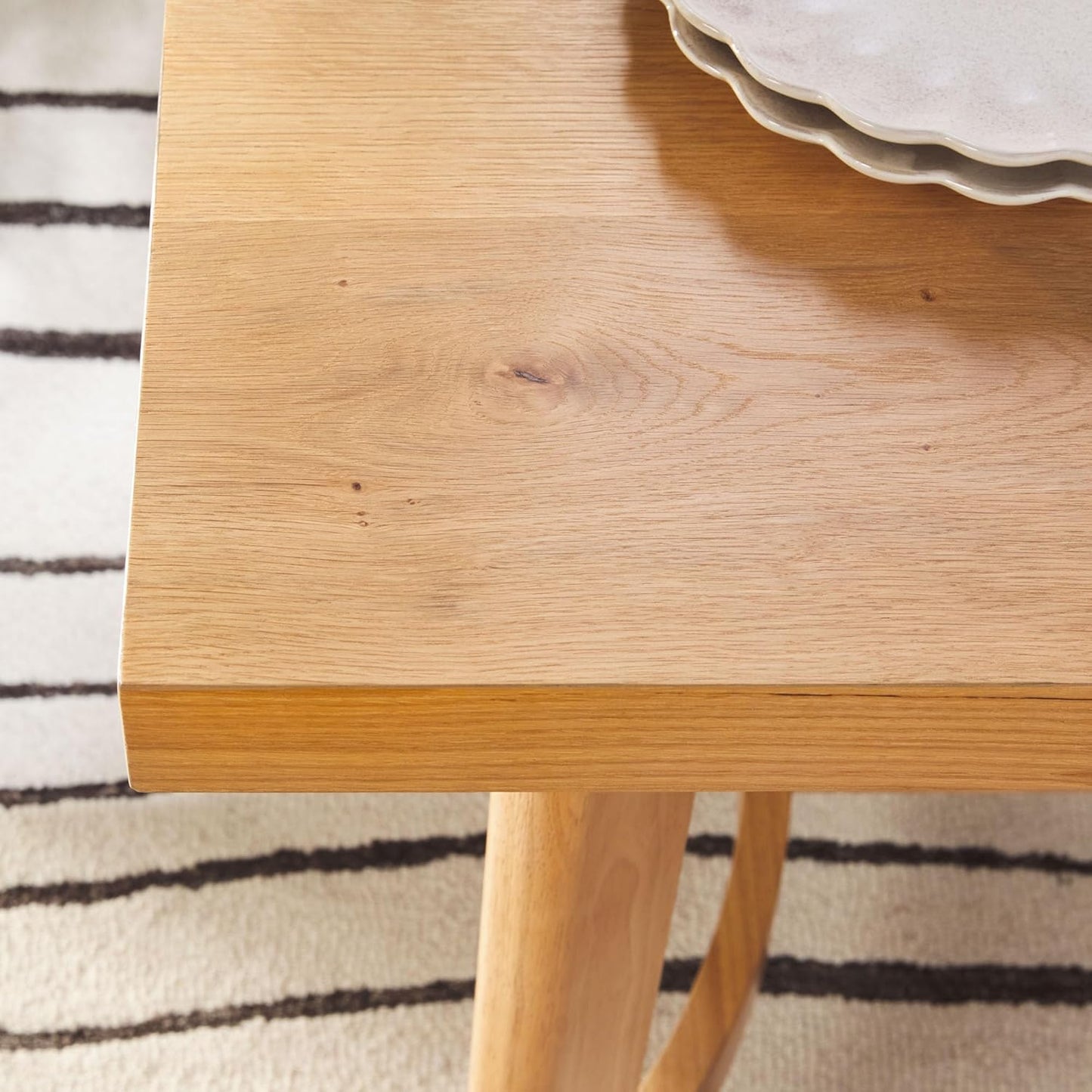 Modern Farmhouse Rustic Solid Oak Wood Rectanglular Dining Table for 6 - White Oak